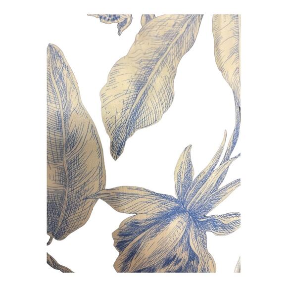 Alexis Brinkley Floral Leaf Print Wide Leg Pants High Rise Maldive Blue Size L - Picture 10 of 14